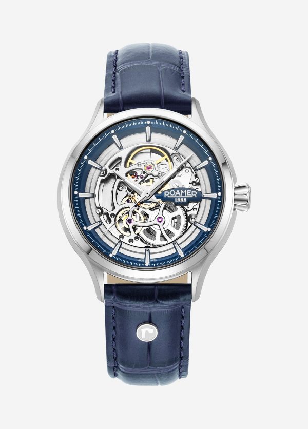 Competence Skeleton IV 43 mm Automatic Three-Hand Blue Leather Strap S
