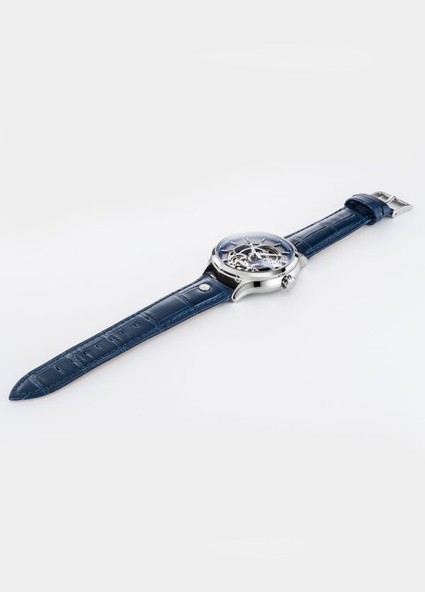 Competence Skeleton IV 43 mm Automatic Three-Hand Blue Leather Strap S