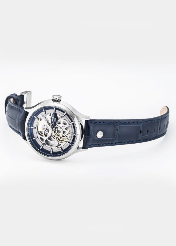 Competence Skeleton IV 43 mm Automatic Three-Hand Blue Leather Strap S