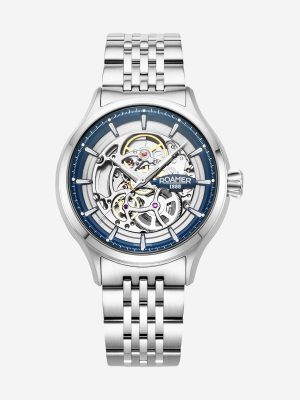 Competence Skeleton IV 43 mm Automatic Three-Hand Blue Dial Silver Bra