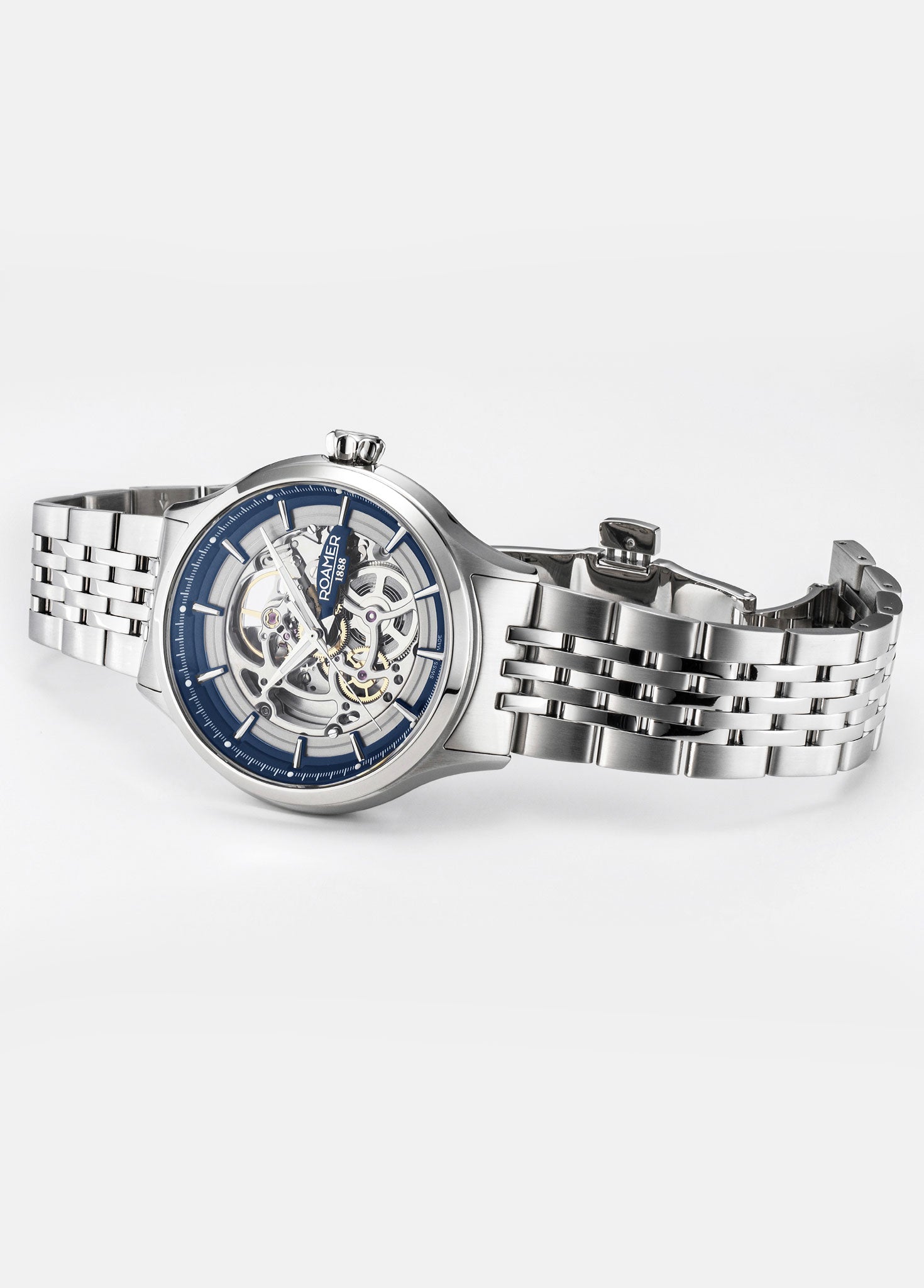 Competence Skeleton IV 43 mm Automatic Three-Hand Blue Dial Silver Bra