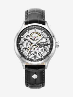 Competence Skeleton IV 43 mm Automatic Three-Hand Black Leather Strap