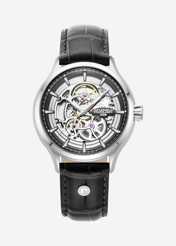 Competence Skeleton IV 43 mm Automatic Three-Hand Black Leather Strap