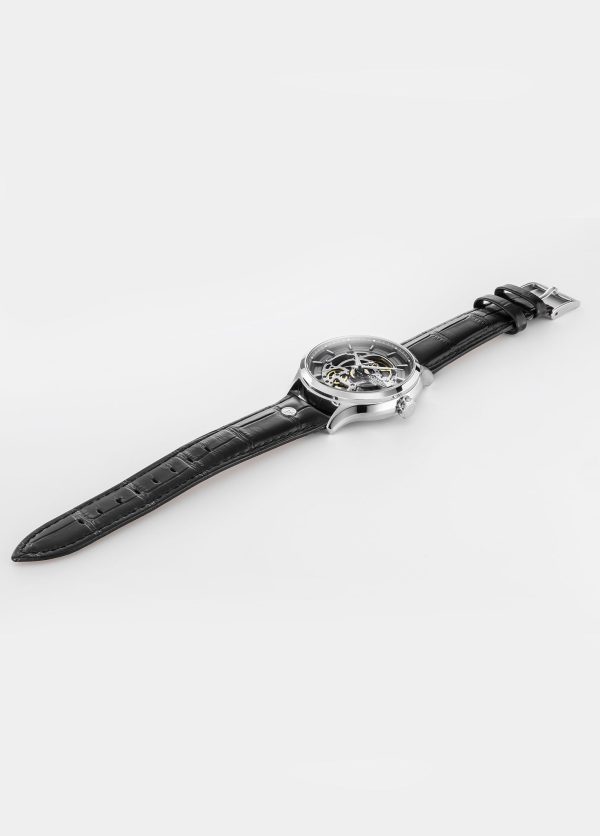 Competence Skeleton IV 43 mm Automatic Three-Hand Black Leather Strap
