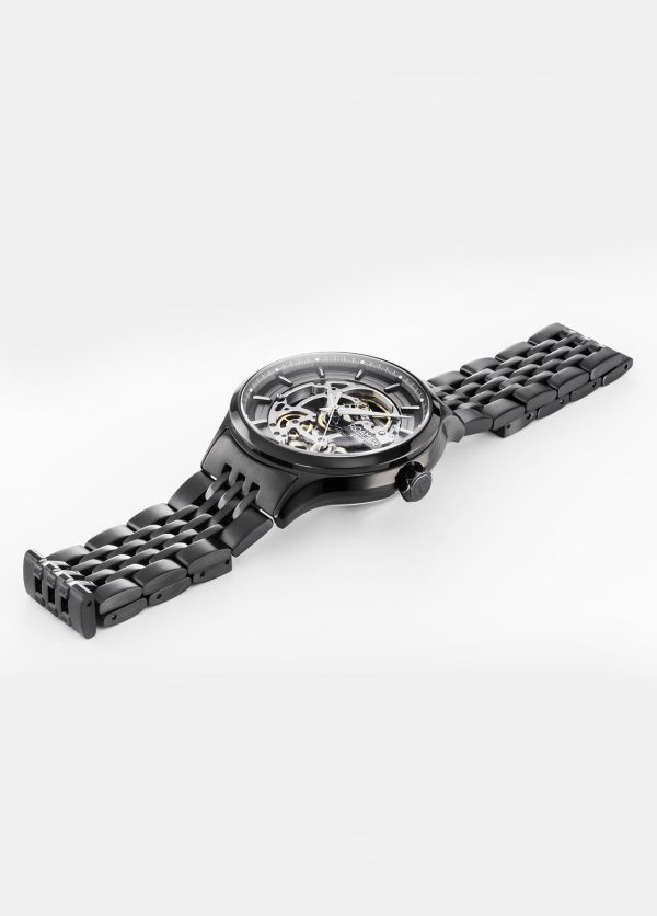 Competence Skeleton IV 43 mm Automatic Three-Hand Black Bracelet Sapph