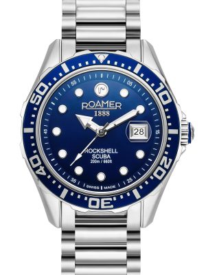 Rockshell Mark III Scuba 44 mm Quartz Three-Hand Date Blue Dial Turning Bezel Silver Bracelet Sapphire glass Stainless Steel Swiss watch