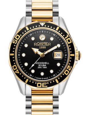 Rockshell Mark III Scuba 44 mm Quartz Three-Hand Date Turning Bezel Black Dial Two-Tone Bracelet Sapphire glass Stainless Steel swiss watch