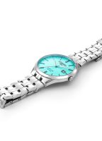 Slim Line Classic 40 mm Quartz Three-Hand Date Sky Blue Dial Silver Br