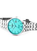 Slim Line Classic 40 mm Quartz Three-Hand Date Sky Blue Dial Silver Br