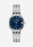 Slim Line Classic Ladies 30mm Quartz Two-Hand Date Dark Blue Dial Silv