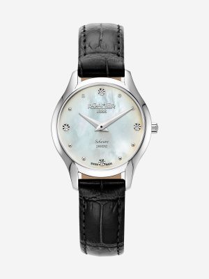 Soleure 30mm Quartz Two-Hand White Mop Dial Black Leather Bracelet Sap