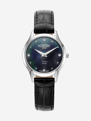 Soleure 30mm Quartz Two-Hand Black Mop Dial Black Leather Bracelet Sap