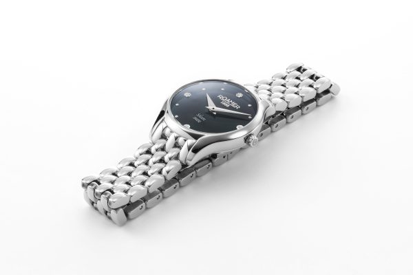 Soleure 30mm Quartz Two-Hand Black Mop Dial Silver Bracelet Sapphire g