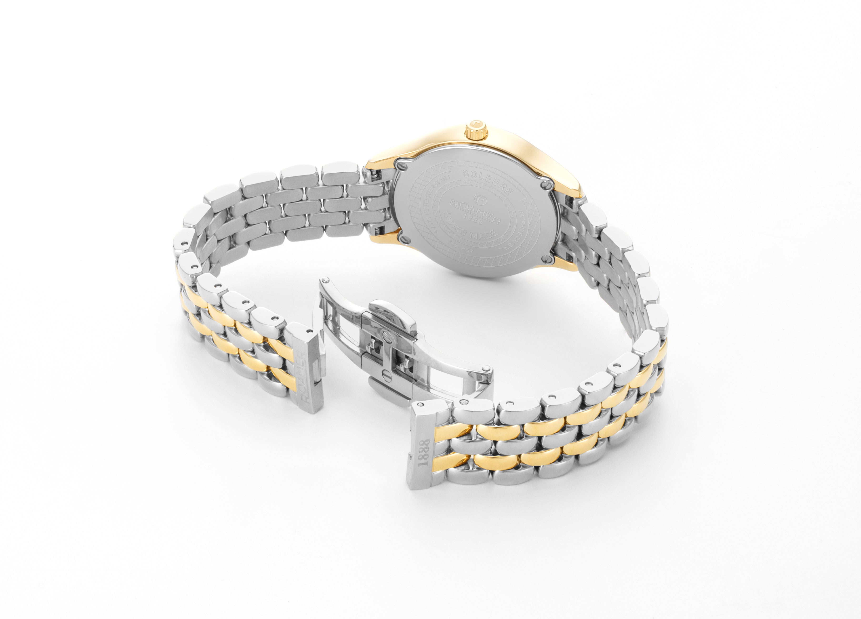 Soleure 30mm Quartz Two-Hand White Mop Dial Two-Tone Bracelet Sapphire