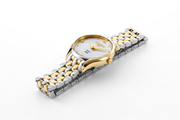 Soleure 30mm Quartz Two-Hand White Mop Dial Two-Tone Bracelet Sapphire