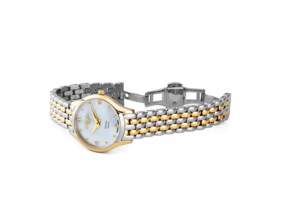 Soleure 30mm Quartz Two-Hand White Mop Dial Two-Tone Bracelet Sapphire
