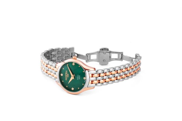 Soleure 30mm Quartz Two-Hand Green Mop Dial Two-Tone Bracelet Sapphire