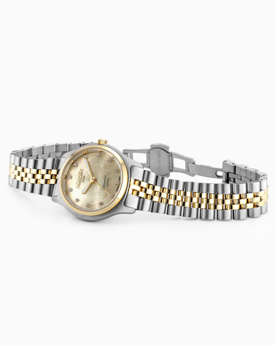 Cassandra Diamond 31 mm Quartz Three-Hand Champagne Dial Two-Tone Brac