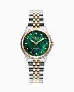 Cassandra Diamond 31 mm Quartz Three-Hand Green Dial MOP Two-Tone Brac