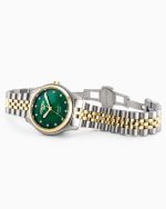 Cassandra Diamond 31 mm Quartz Three-Hand Green Dial MOP Two-Tone Brac