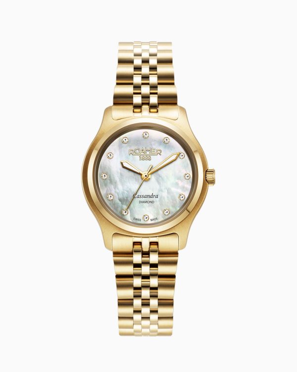 Cassandra Diamond 31 mm Quartz Three-Hand White MOP Dial Gold Bracelet