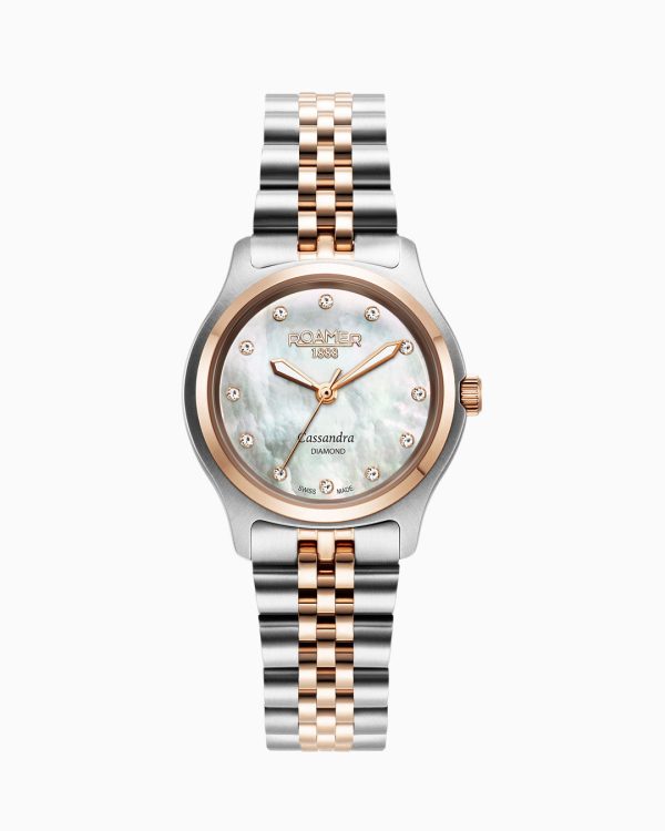 Cassandra Diamond 31 mm Quartz Three-Hand White Dial MOP Two-Tone Brac