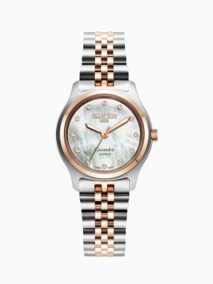 Cassandra Diamond 31 mm Quartz Three-Hand White Dial MOP Two-Tone Brac