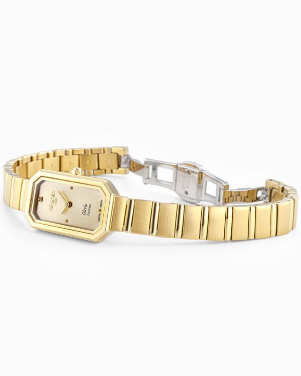 Olivia Diamond 18x29 mm Quartz Two-Hand Gold Dial Gold Tone Bracelet S