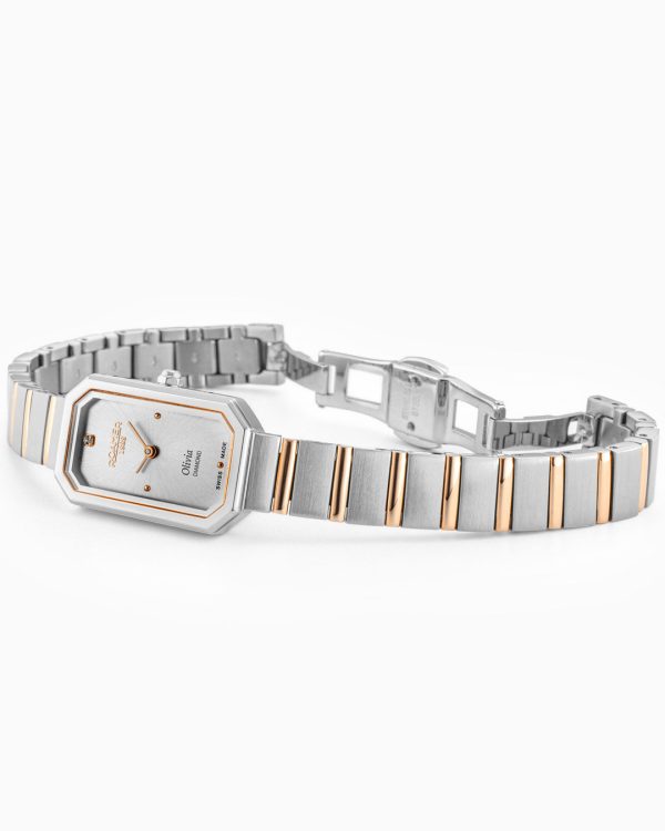 Olivia Diamond 18x29 mm Quartz Two-Hand Silver Dial Two-Tone Bracelet