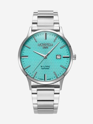 R Line Classic 43mm Quartz Three-Hand Date Sky Blue Dial Silver Bracel