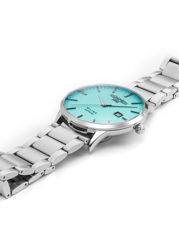 R Line Classic 43mm Quartz Three-Hand Date Sky Blue Dial Silver Bracel