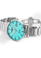 R Line Classic 43mm Quartz Three-Hand Date Sky Blue Dial Silver Bracel