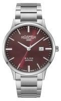 R Line Classic 43 mm Quartz Three-Hand Date Burgundy Dial Silver Brace