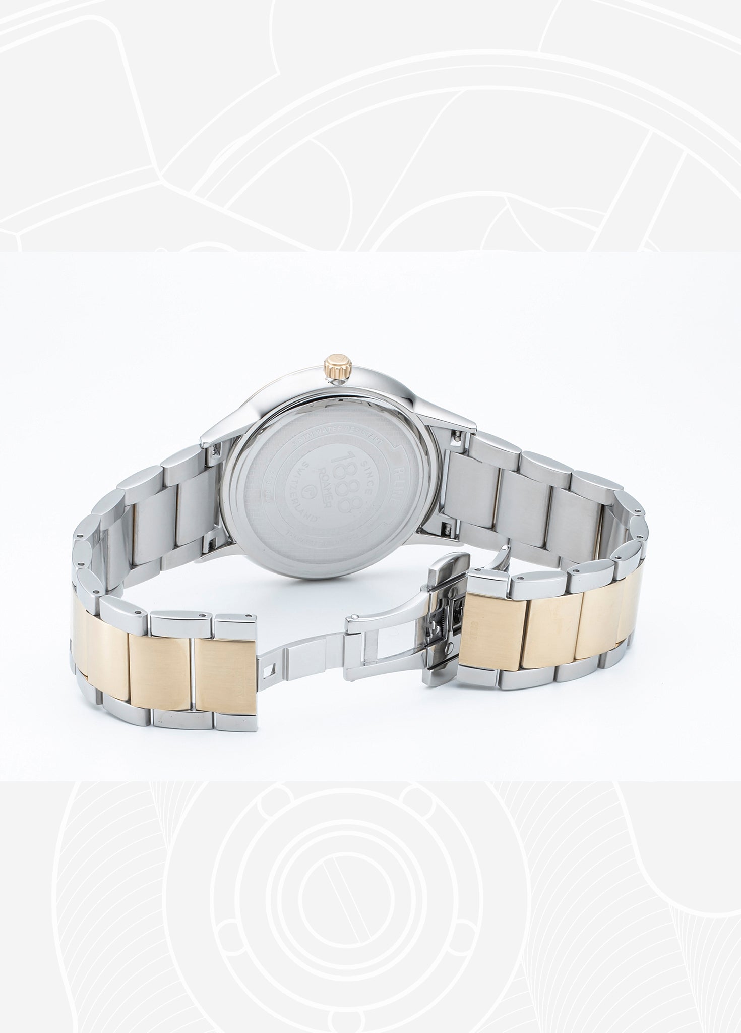 R Line Classic 43 mm Quartz Three-Hand Date Green Dial Two-Tone Bracel