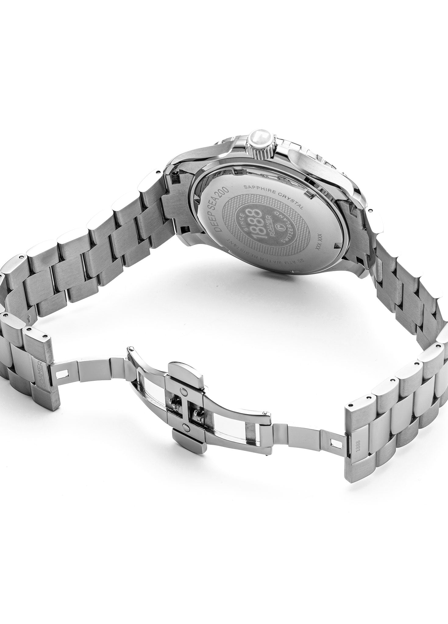 Deep Sea 200 43mm Quartz Three-Hand Date Blue Dial Silver Bracelet Sap