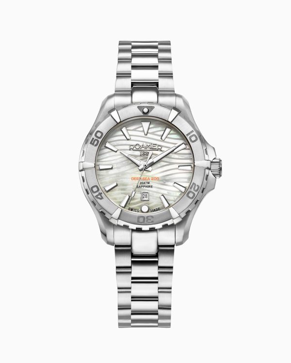 Deep Sea 200 Ladies 34mm Quartz Three-Hand Date White Dial Silver Brac