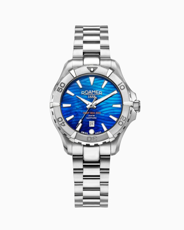 Deep Sea 200 Ladies 34mm Quartz Three-Hand Date Blue Dial Silver Brace