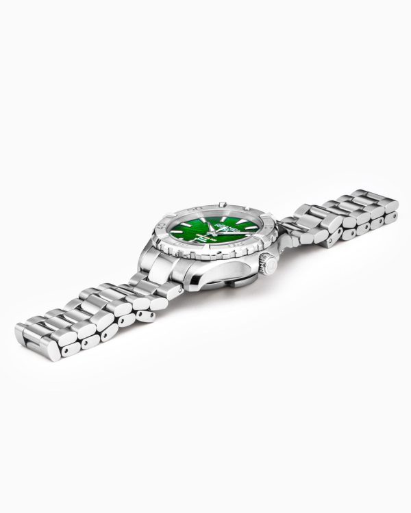 Deep Sea 200 Ladies 34 mm Quartz Three-Hand Date Green Dial Silver Bra