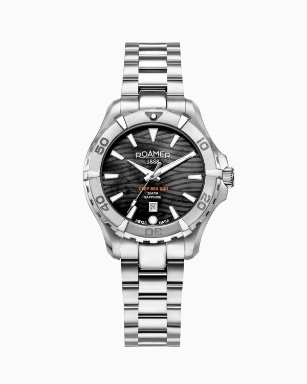 Deep Sea 200 Ladies 34mm Quartz Three-Hand Date Black Dial Silver Brac