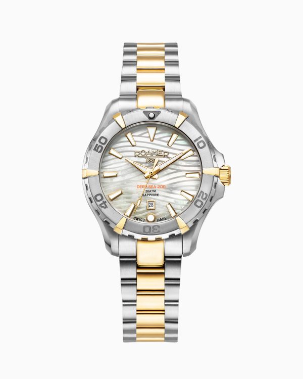 Deep Sea 200 Ladies 34mm Quartz Three-Hand Date White Dial Two-Tone Br