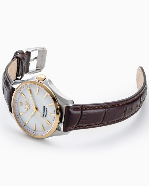 Sportiva 36mm Quartz Three-Hand White Mop Dial Two-Tone Bracelet Sapph