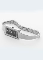 Elegance diamond 17x32mm Quartz Two-Hand Metallic Gun Dial Silver Brac