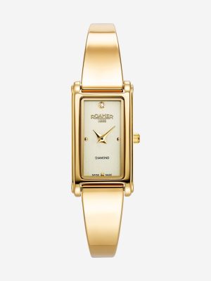 Elegance diamond 17x32mm Quartz Two-Hand Champagne dial Gold Tone Brac