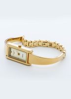Elegance diamond 17x32mm Quartz Two-Hand Champagne dial Gold Tone Brac