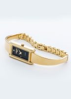 Elegance diamond 17x32mm Quartz Two-Hand Black Dial Gold Tone Bracelet