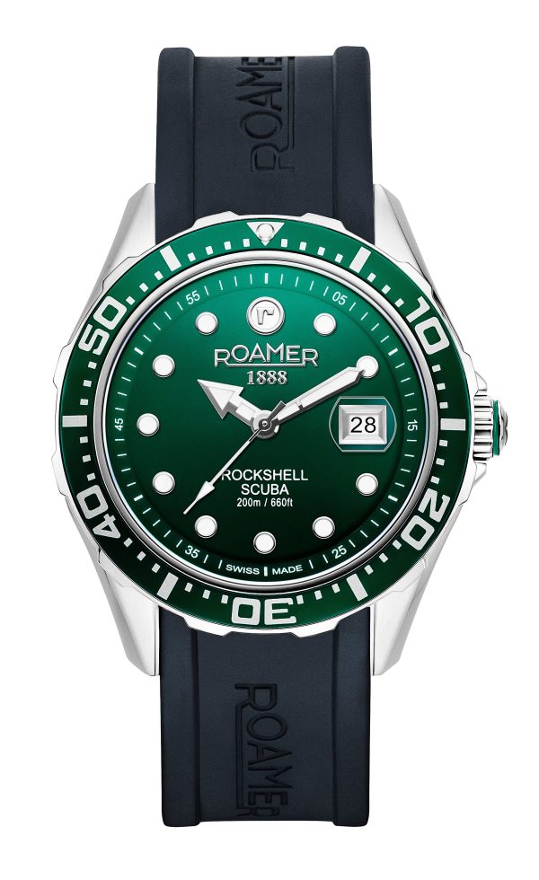 Rockshell Mark III Scuba 45mm Quartz Three-Hand Date Green Dial Turnin