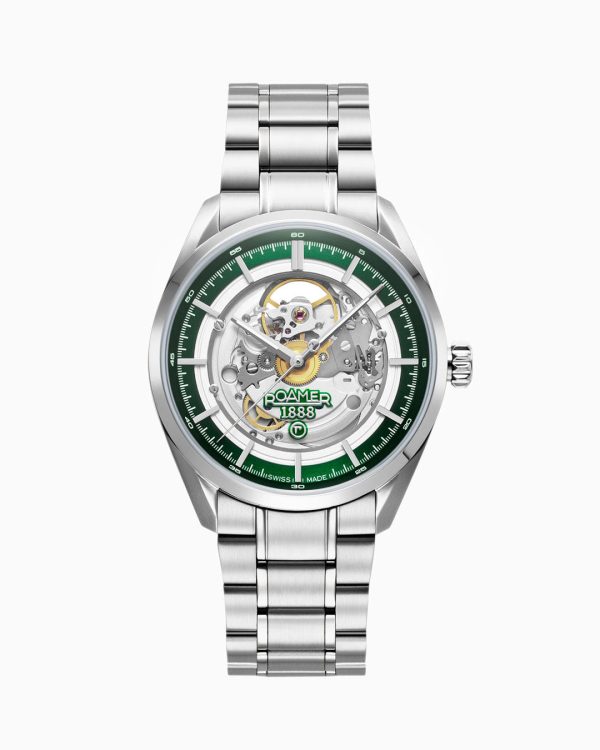 Pro Auto 42 mm Automatic Three-Hand Green Dial Silver Bracelet Sapphir