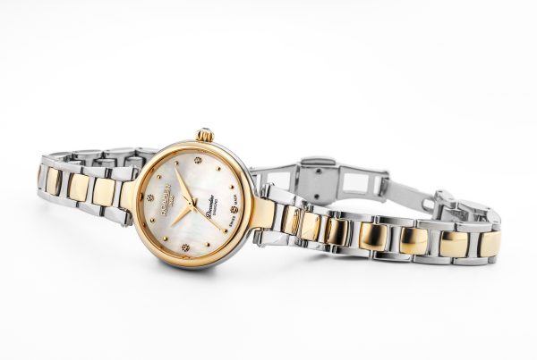 Dreamline Diamonds 28 mm Quartz Three-Hand White Mop Dial Gold-Silver