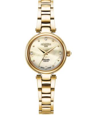 Dreamline Diamonds 28mm Quartz Three-Hand Champagne Dial Gold Bracelet