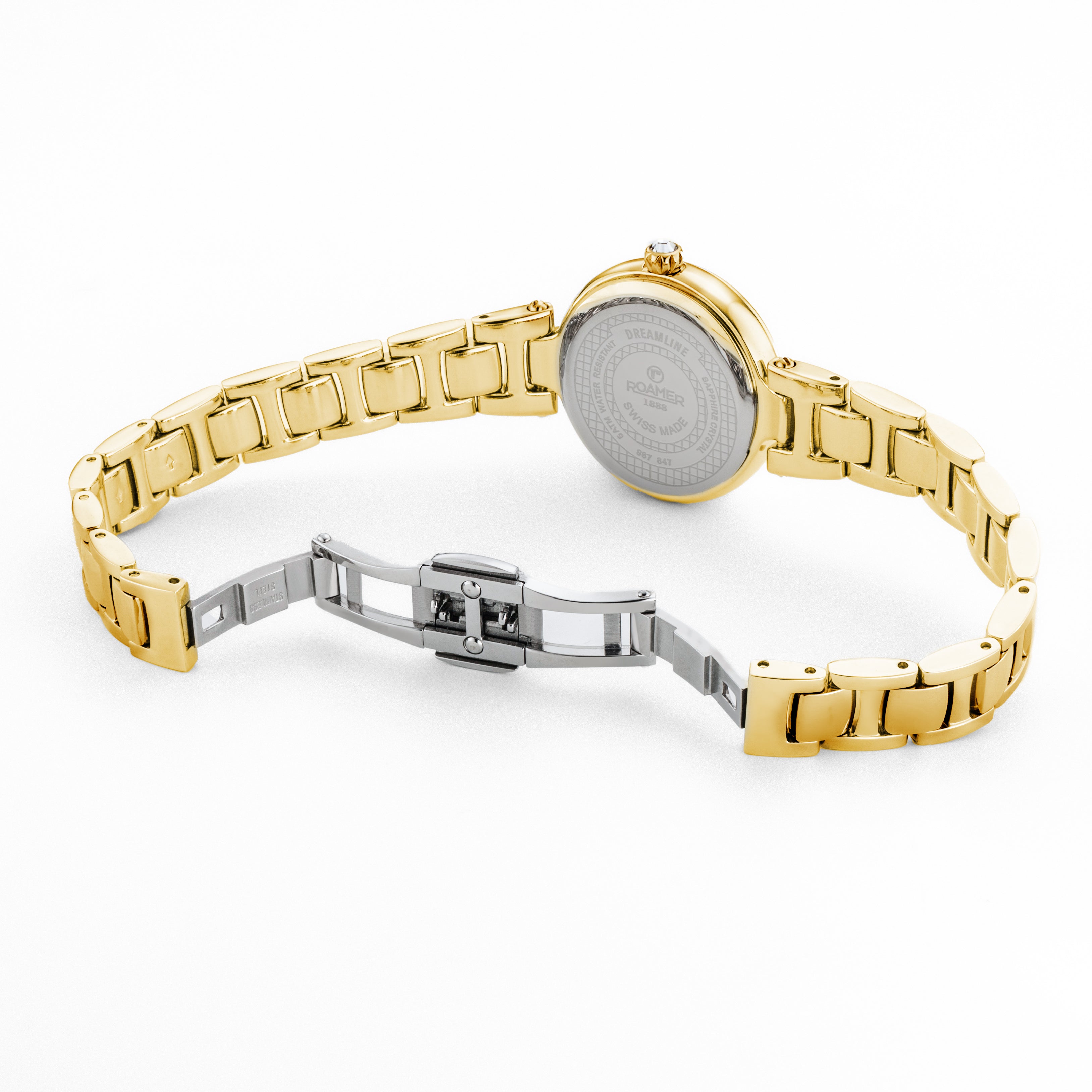 Dreamline Diamonds 28mm Quartz Three-Hand Champagne Dial Gold Bracelet
